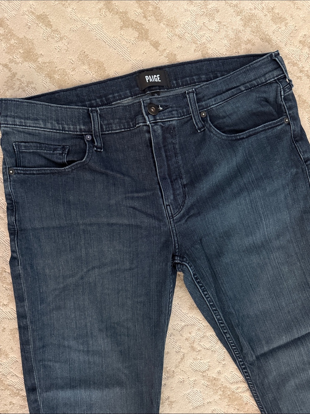 Paige Lennox dark wash stretch denim 36/33 like new!